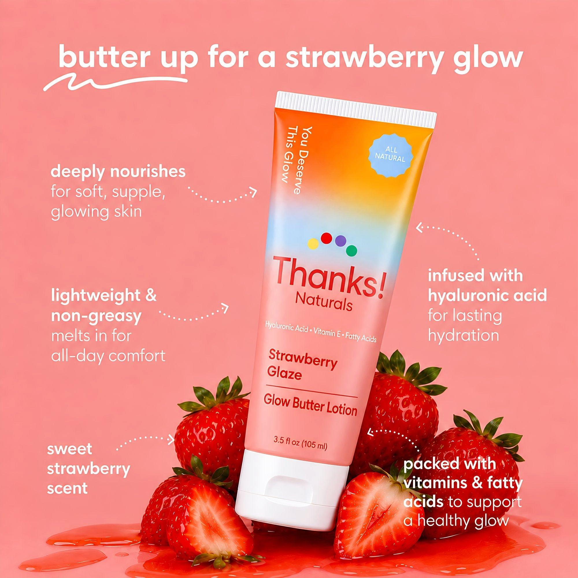Thanks! Naturals Strawberry Glaze Glow Butter Body Lotion — фото 2