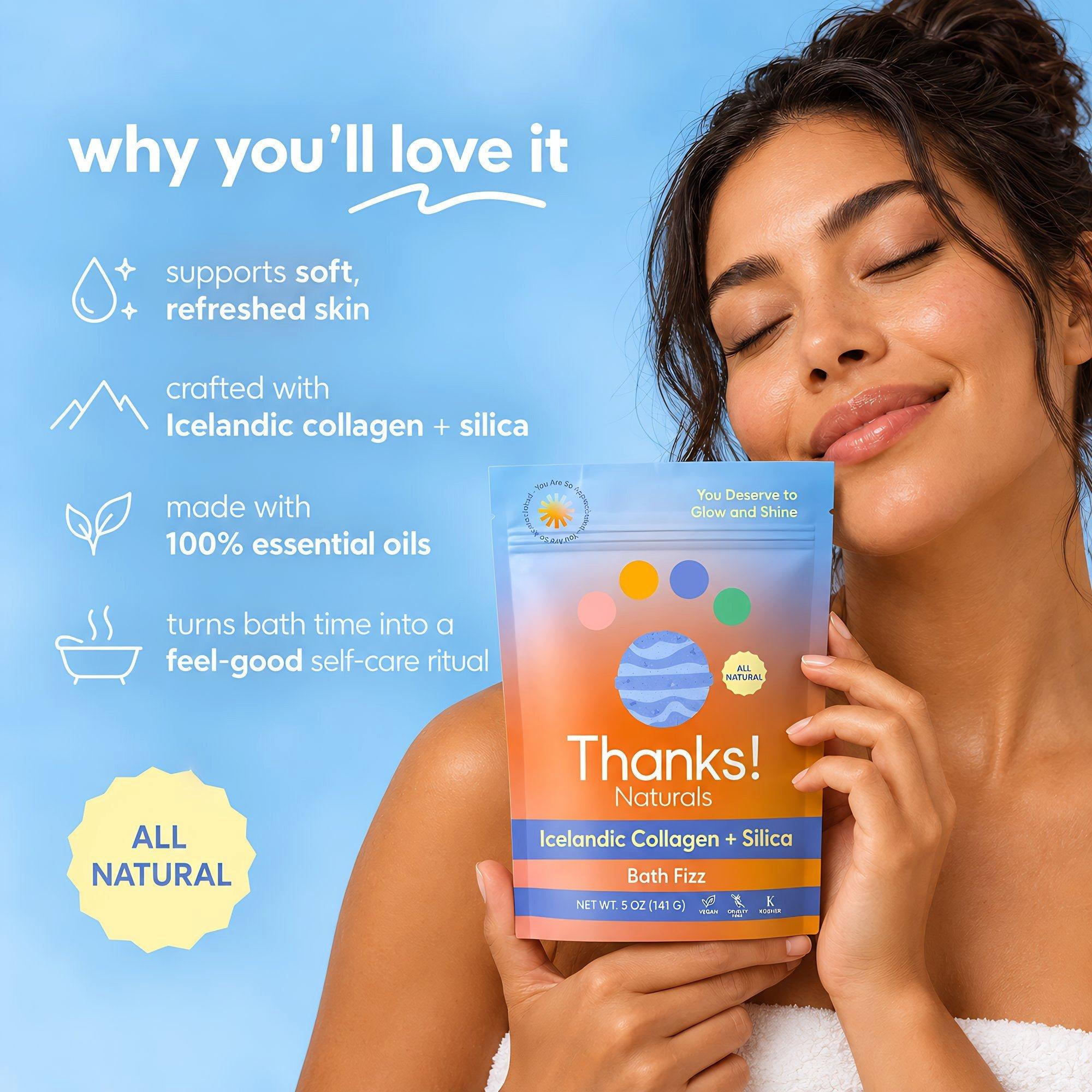 Thanks! Naturals Icelandic Collagen + Silica Bath Fizz — фото 3