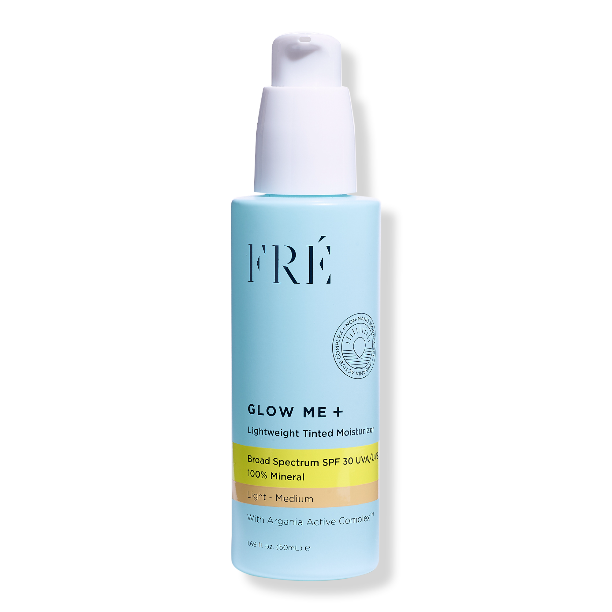Тональный минеральный увлажняющий крем Fré Skincare Glow Me + SPF 30, цвет: Светлый - Средний — фото 1