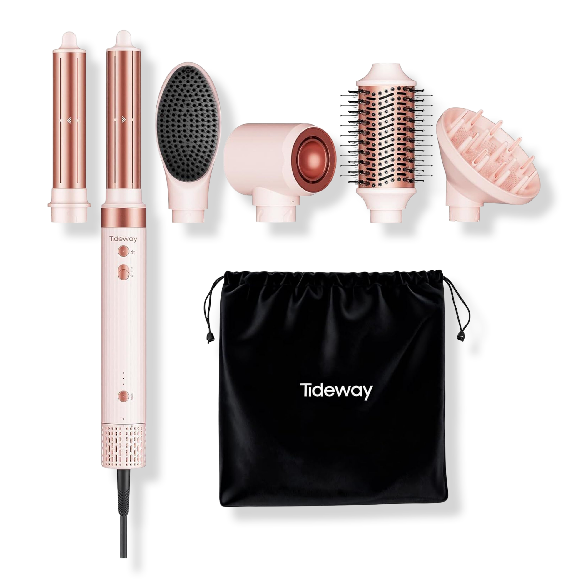 Tideway ProWaver 6-in-1 Ionic Hot Air Styler & Hair Dryer Brush - Pink #1