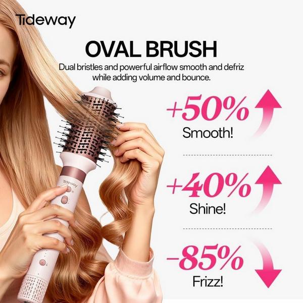 Tideway ProWaver 6-in-1 Ionic Hot Air Styler & Hair Dryer Brush - Pink #4
