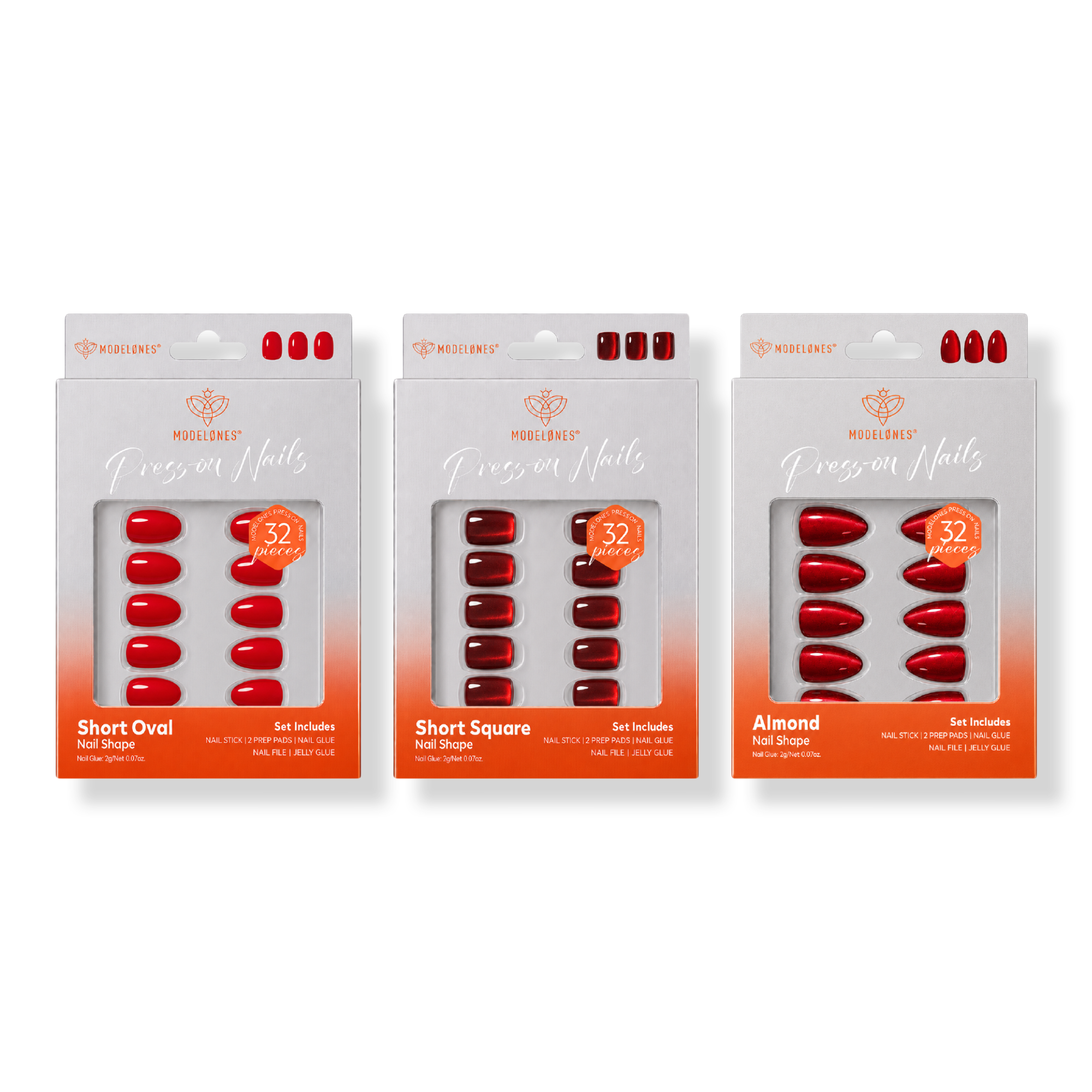 Modelones Red Obsession 3-Style Press-On Nail Collection #1
