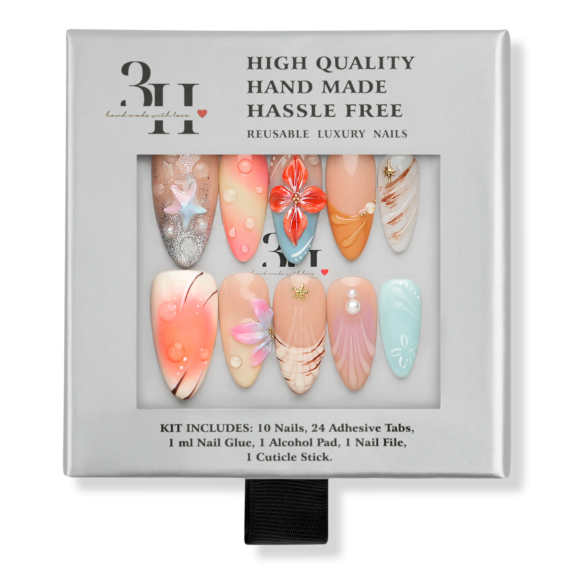 3H Nails Maui - Medium Almond Press-On Nails #1
