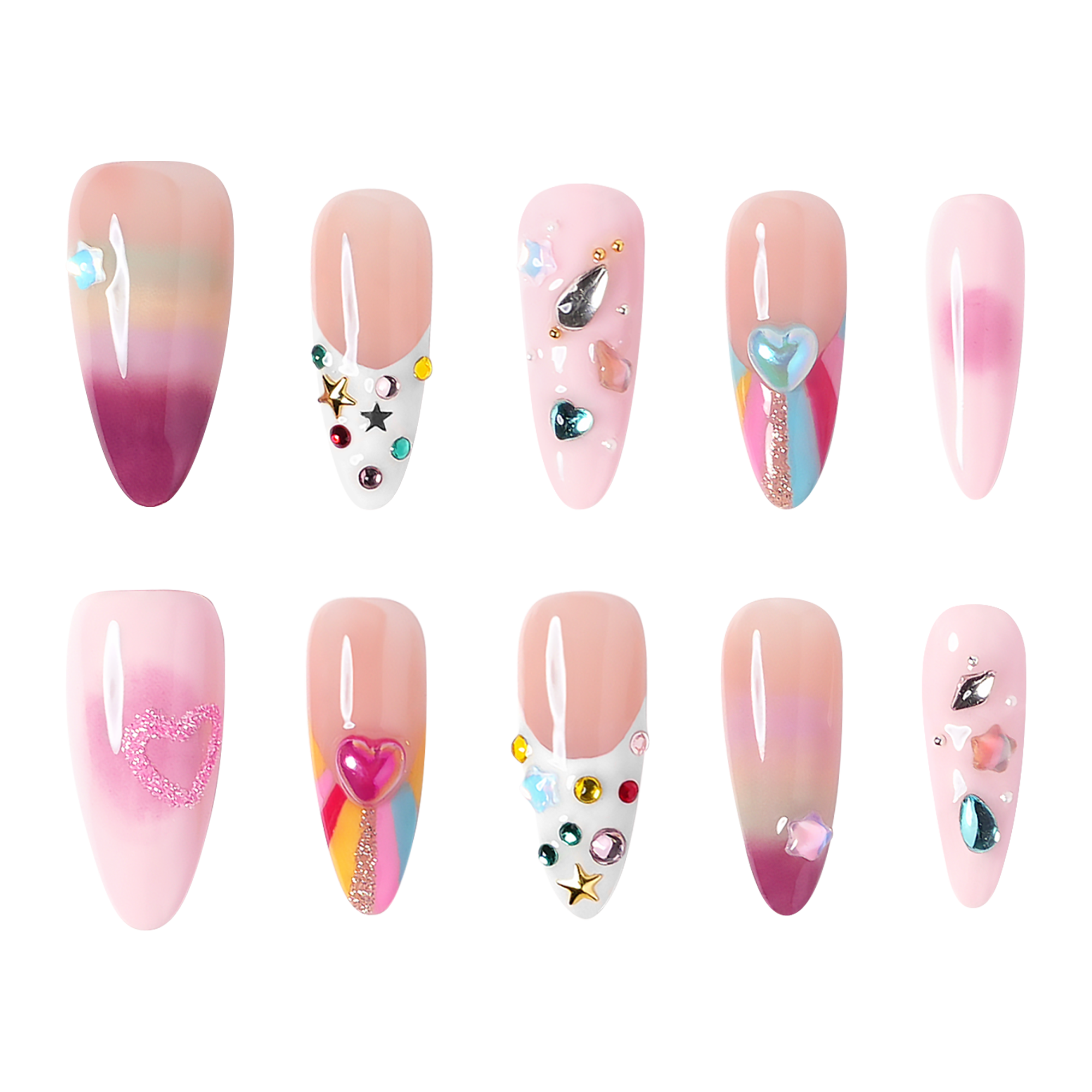3H Nails San Francisco - Medium Almond Press-On Nails — фото 2
