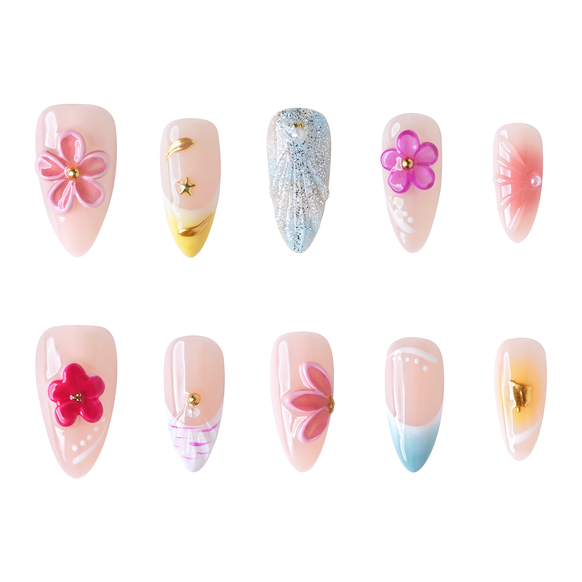 3H Nails Miami - Medium Almond Press-On Nails — фото 2