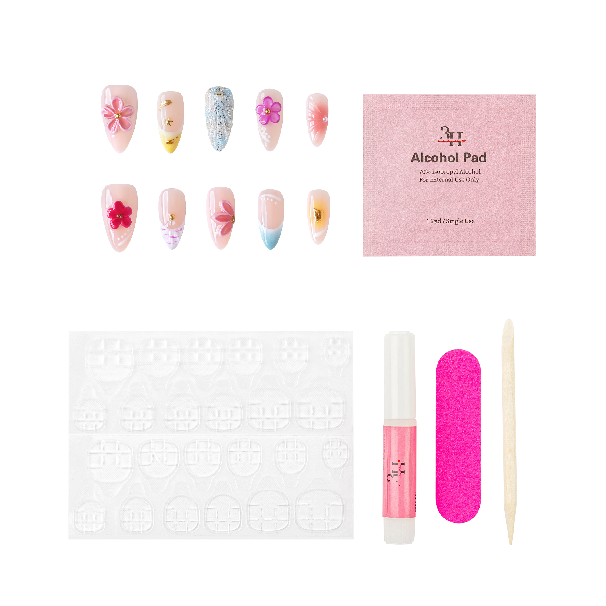 3H Nails Miami - Medium Almond Press-On Nails — фото 5
