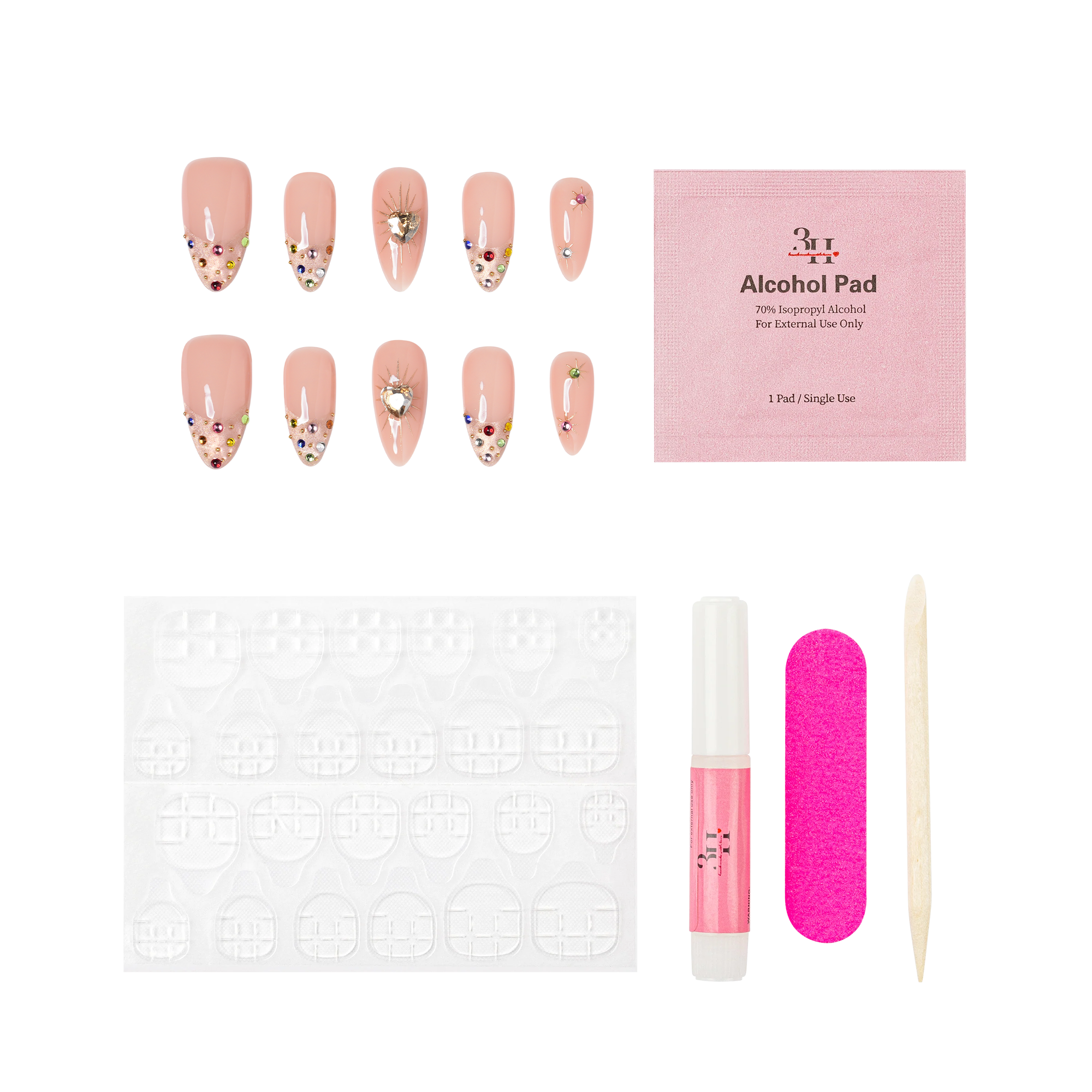 3H Nails Boston - Medium Almond Press-On Nails — фото 2