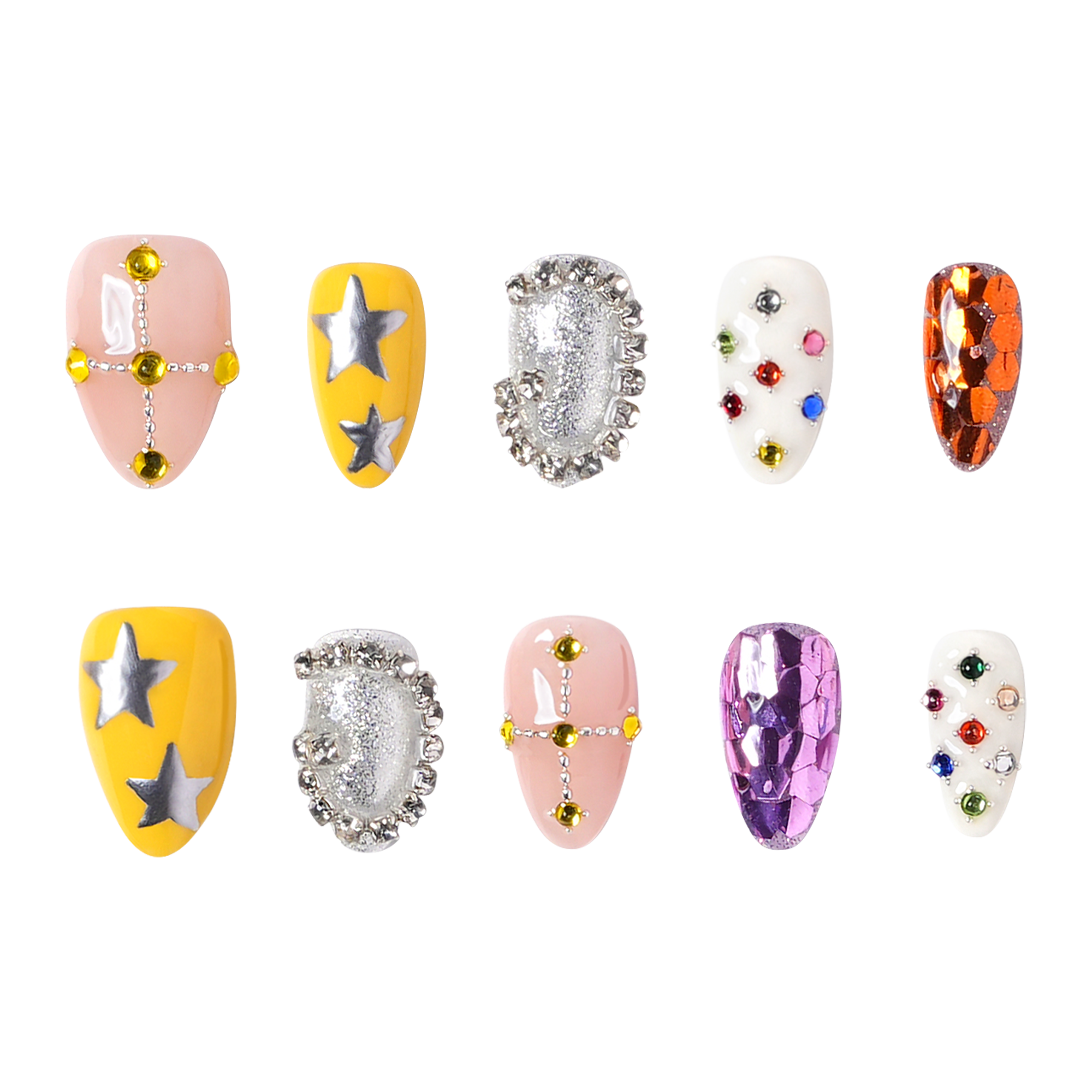 3H Nails New Orleans - Medium Almond Press-On Nails — фото 2