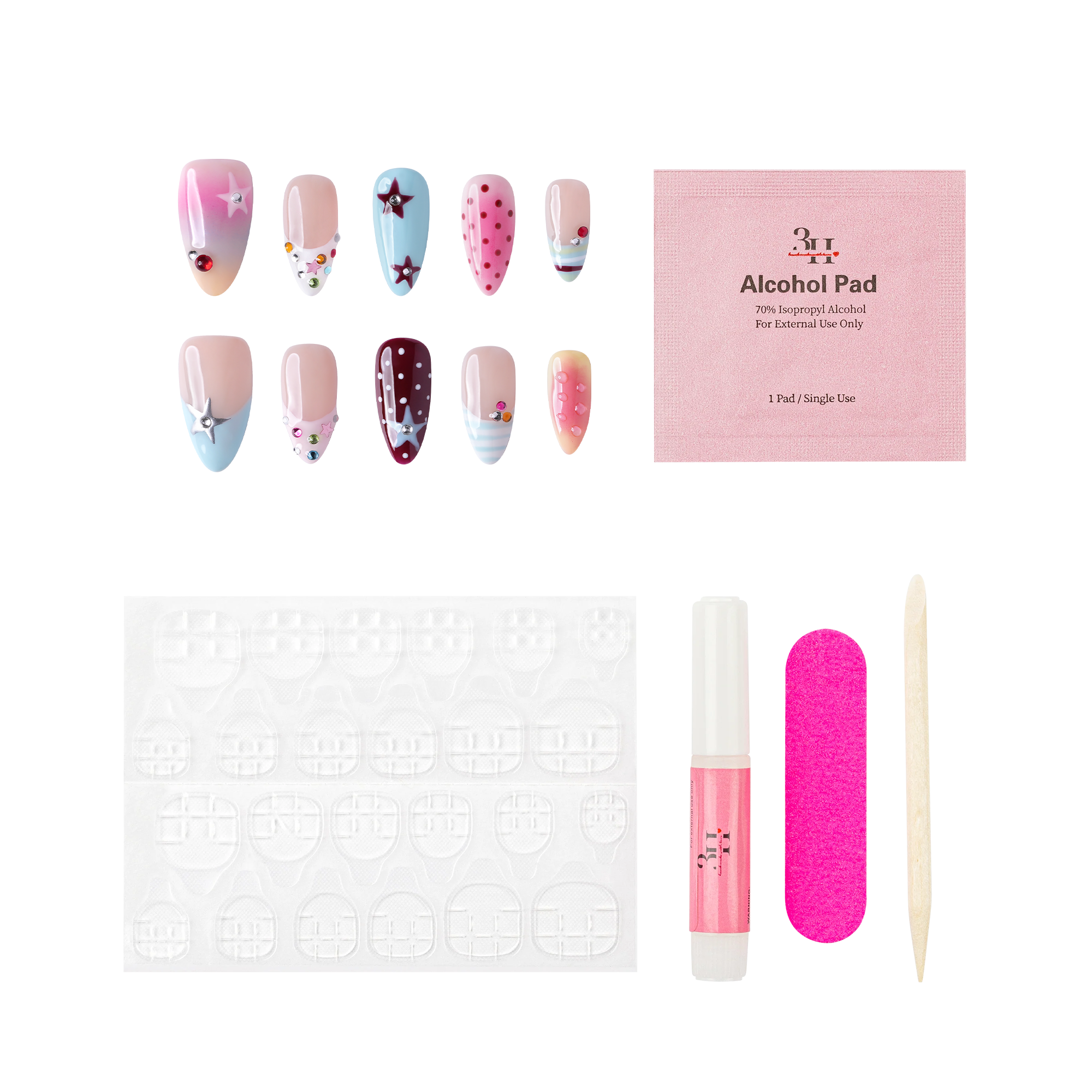 3H Nails LA - Medium Almond Press-On Nails — фото 5