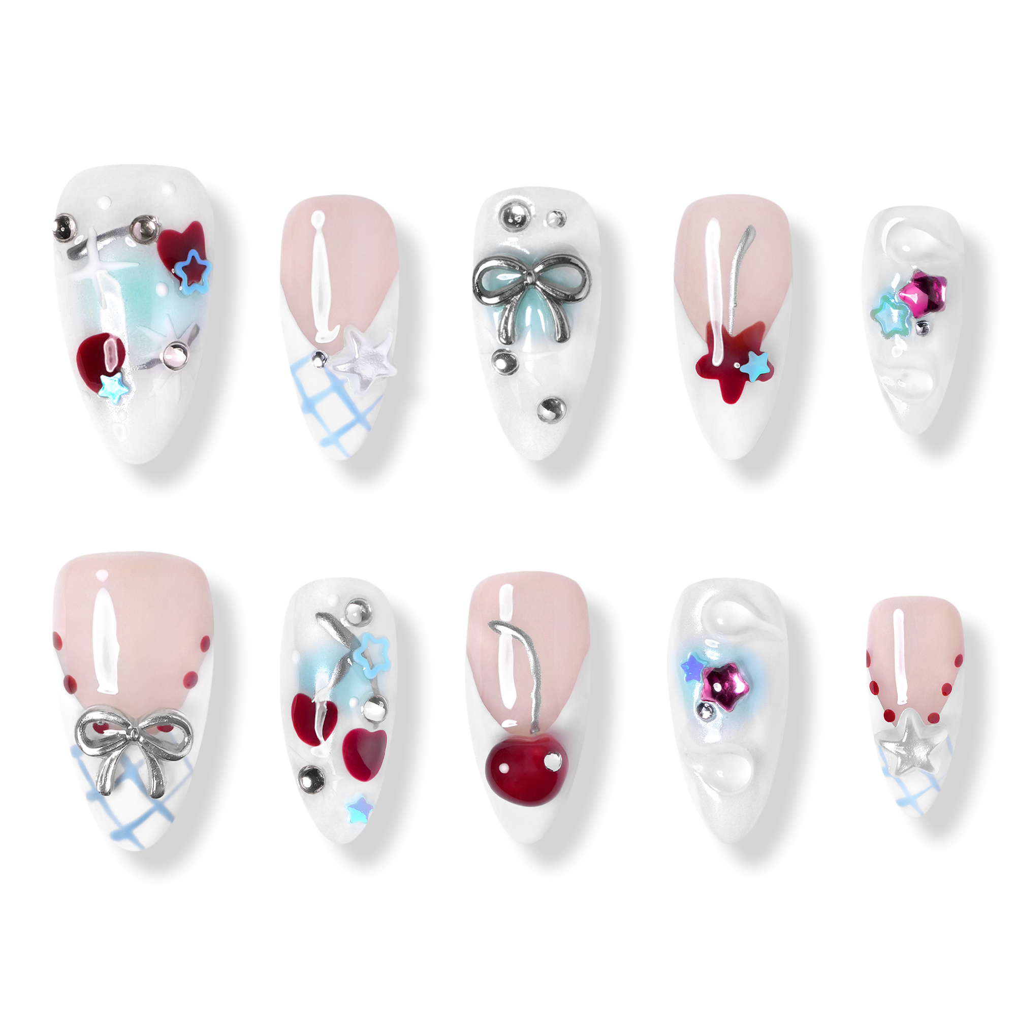 3H Nails Chicago - Medium Almond Press-On Nails #1