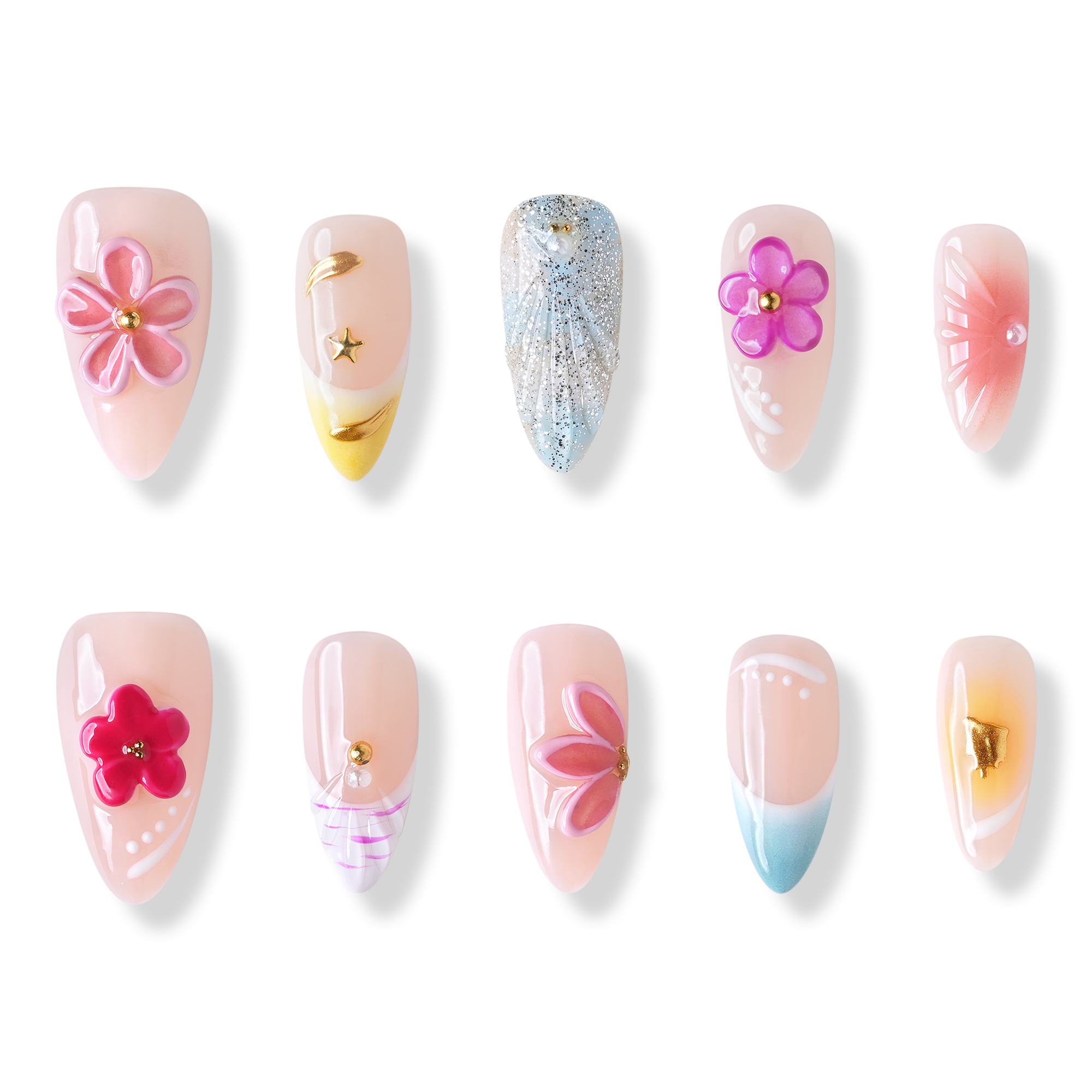 3H Nails Miami - Medium Almond Press-On Nails #1