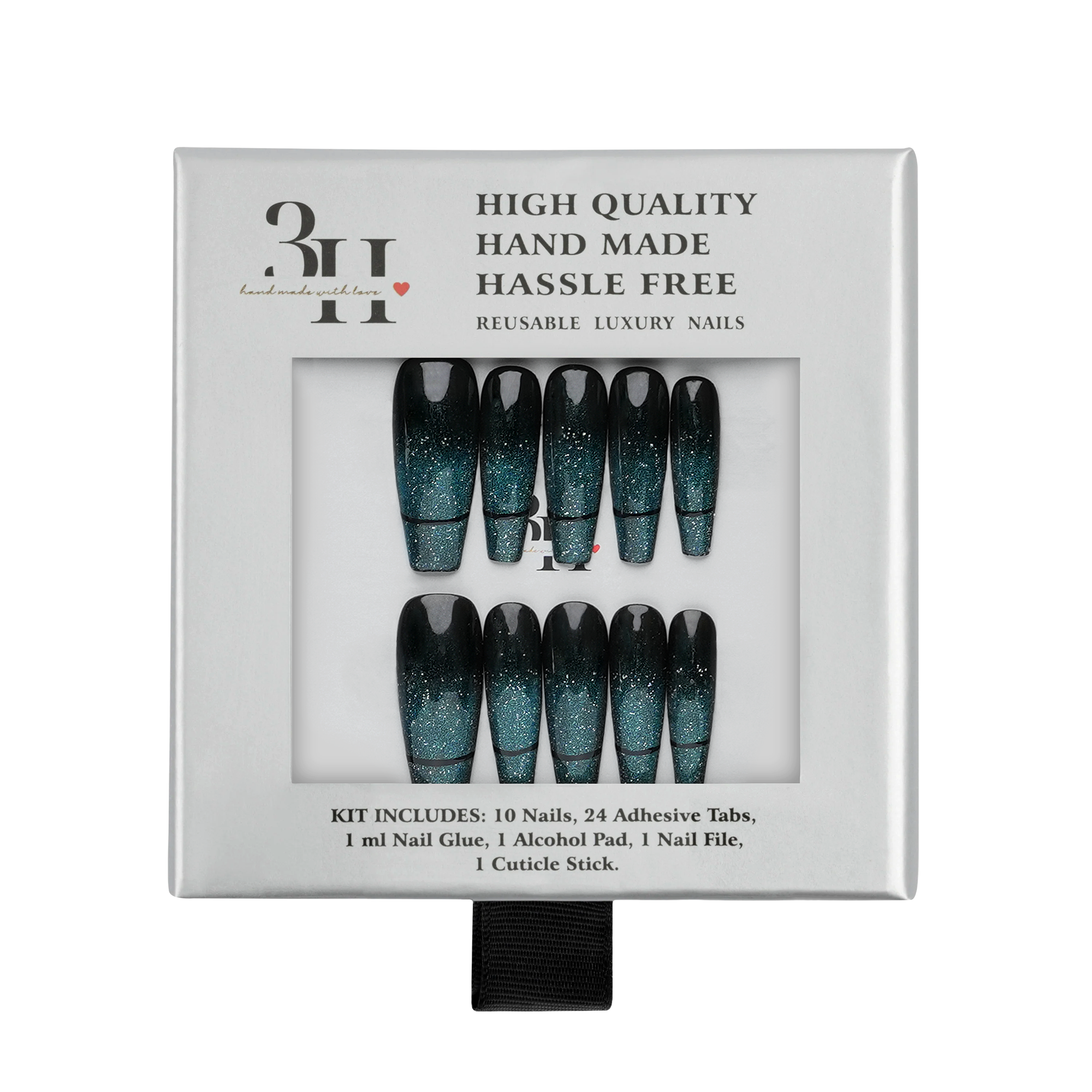 3H Nails Oceanic Aura - Long Coffin Press-On Nails — фото 2