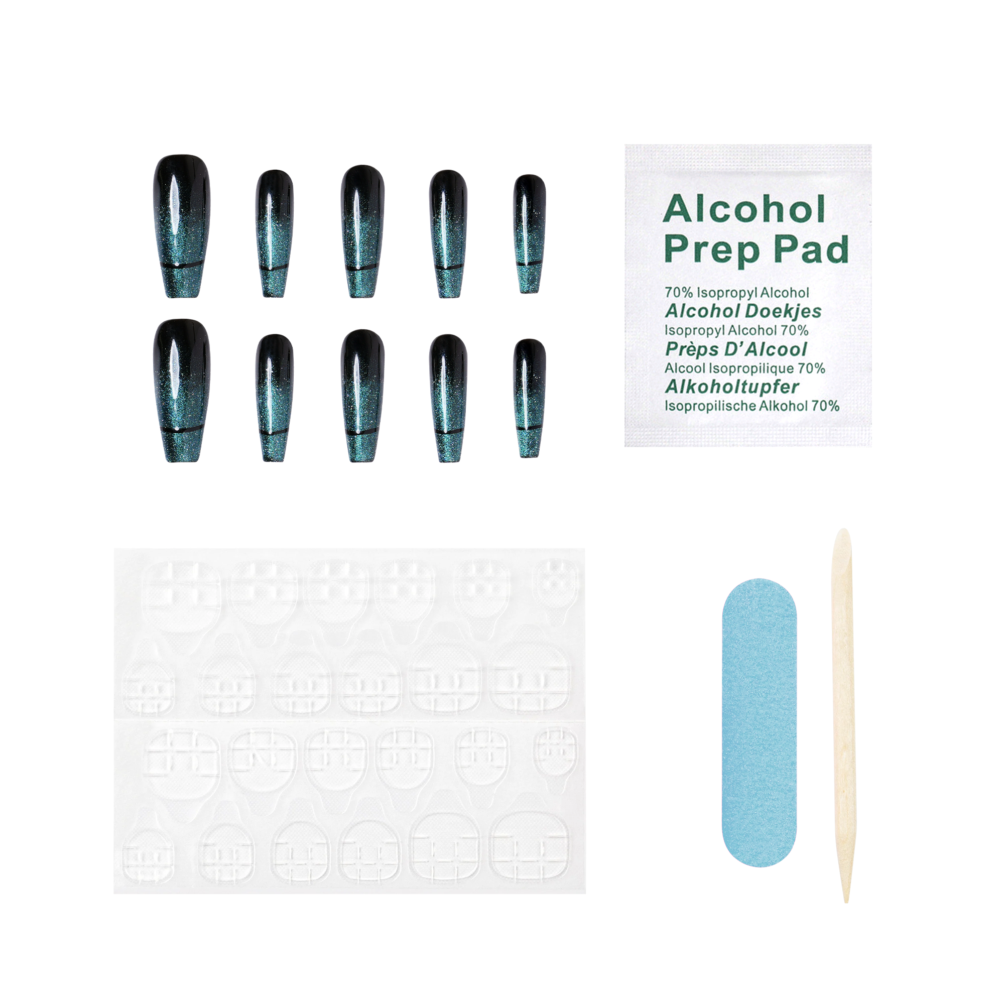 3H Nails Oceanic Aura - Long Coffin Press-On Nails — фото 3