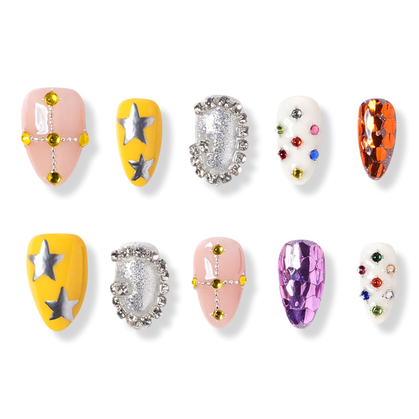 3H Nails New Orleans - Medium Almond Press-On Nails #1