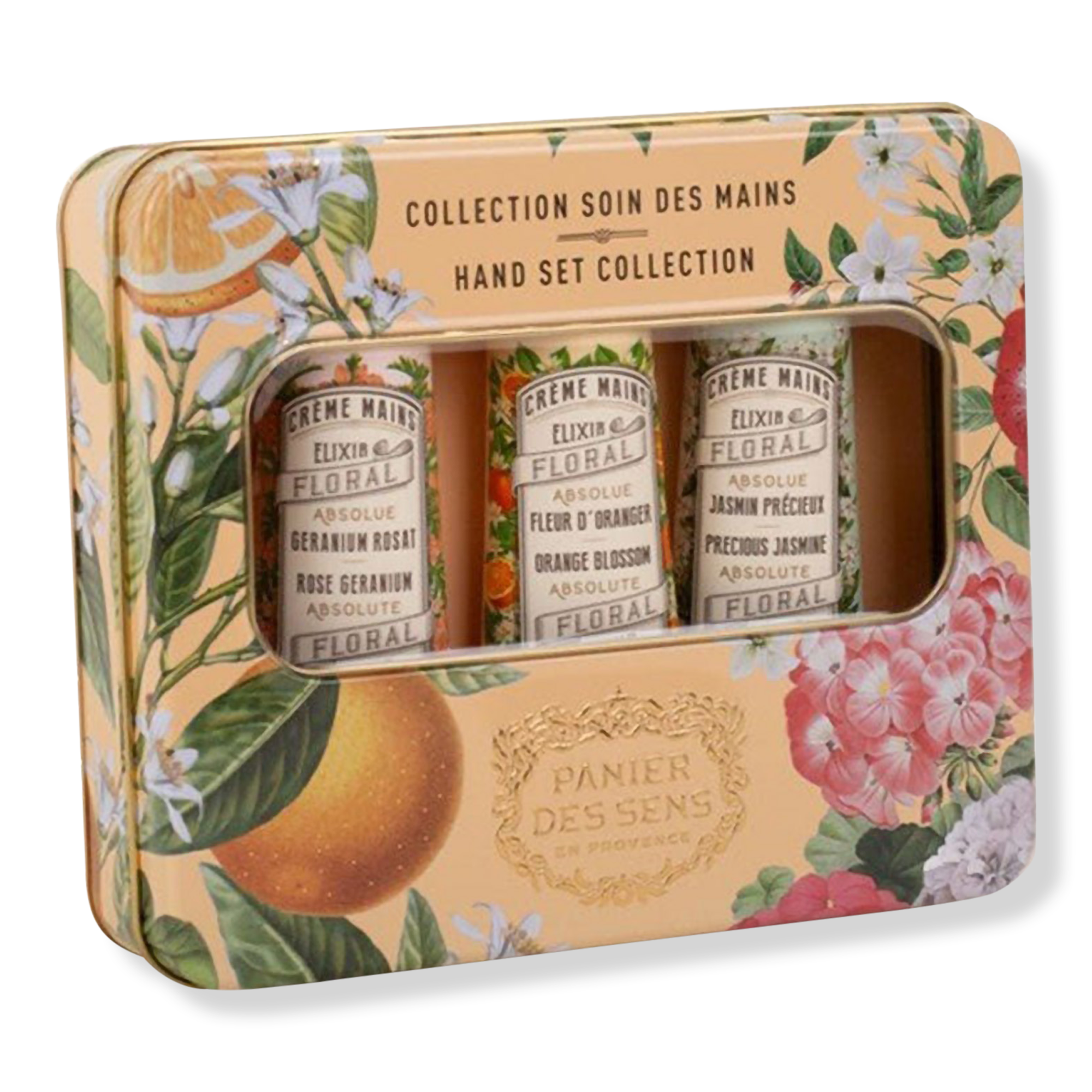 Panier Des Sens Orange Blossom, Rose Geranium, and Jasmine Hand Cream Set in a Tin Box #1