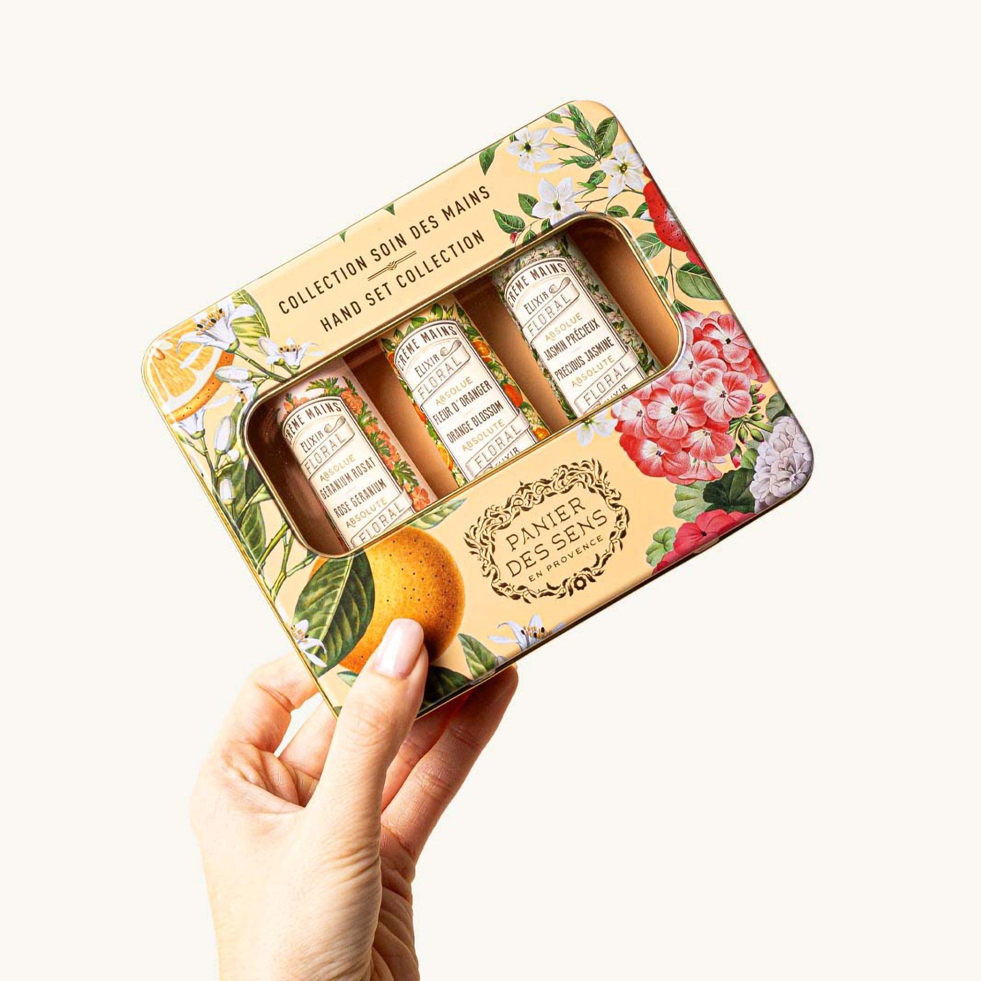 Panier Des Sens Orange Blossom, Rose Geranium, and Jasmine Hand Cream Set in a Tin Box — фото 2