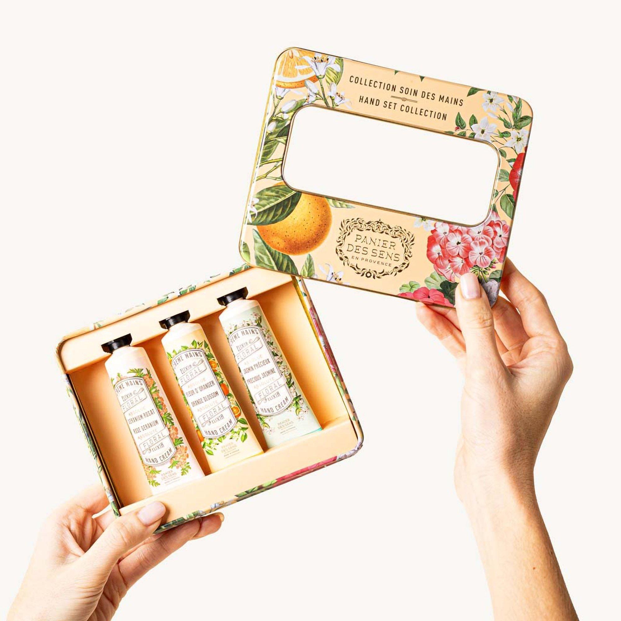Panier Des Sens Orange Blossom, Rose Geranium, and Jasmine Hand Cream Set in a Tin Box — фото 4