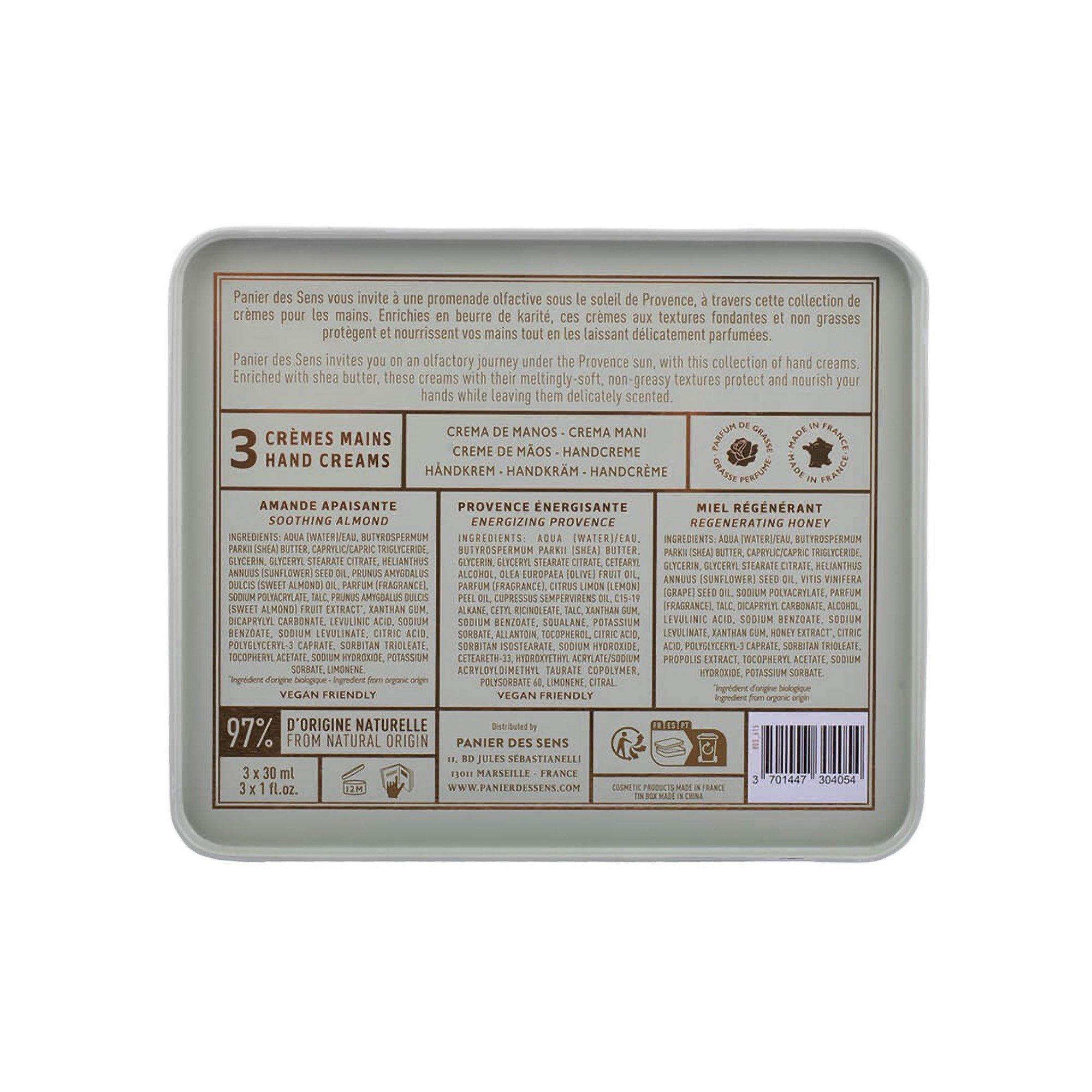 Panier Des Sens Honey, Almond, and Provence Hand Cream Set in a Tin Box — фото 3