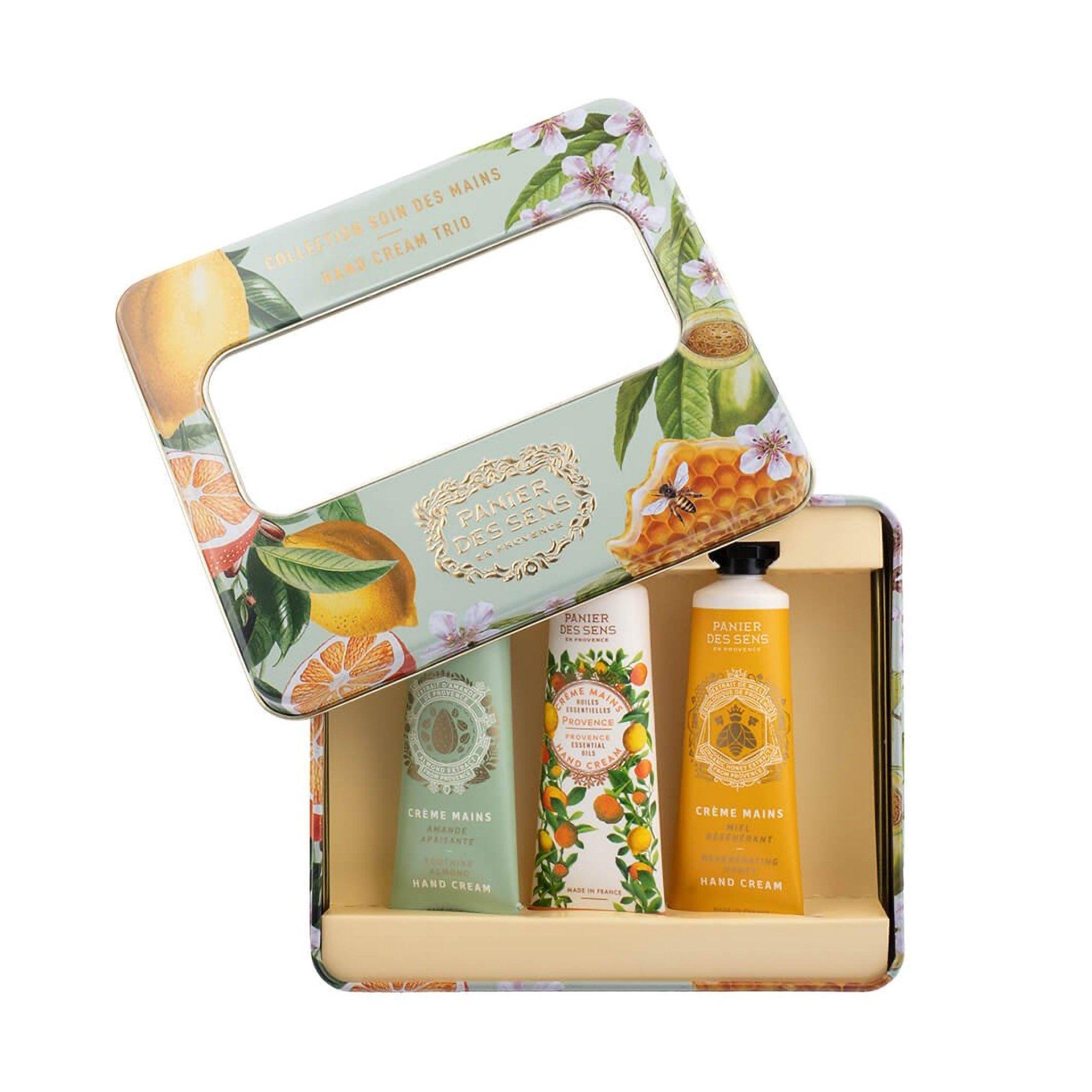 Panier Des Sens Honey, Almond, and Provence Hand Cream Set in a Tin Box — фото 4