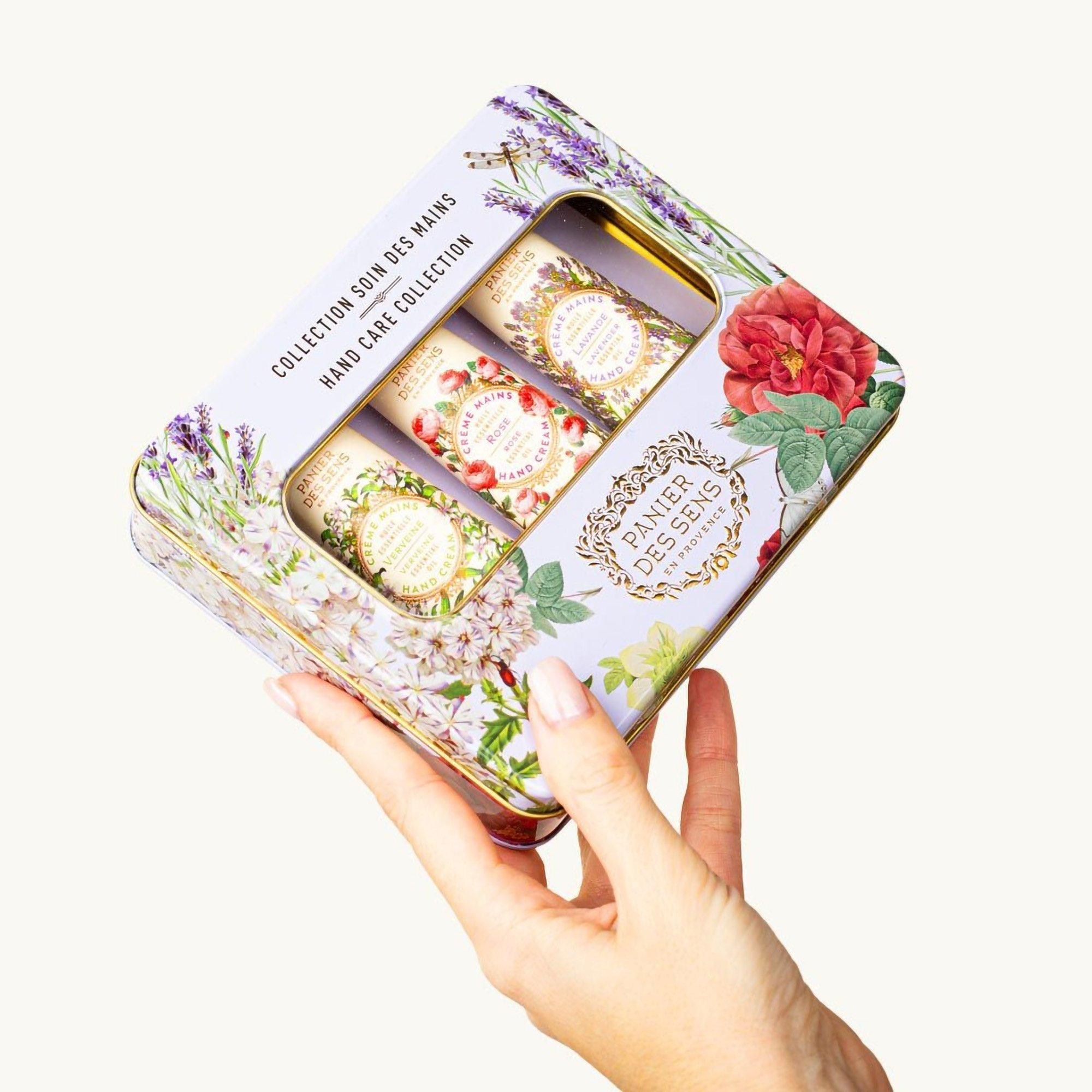 Panier Des Sens Lavender, Rose, and Verbena Hand Cream Set in a Tin Box — фото 3