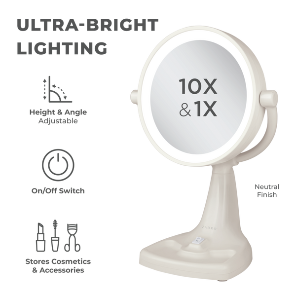 Zadro Max Bright Lighted Makeup Mirror with 10X/1X, Storage Tray #6