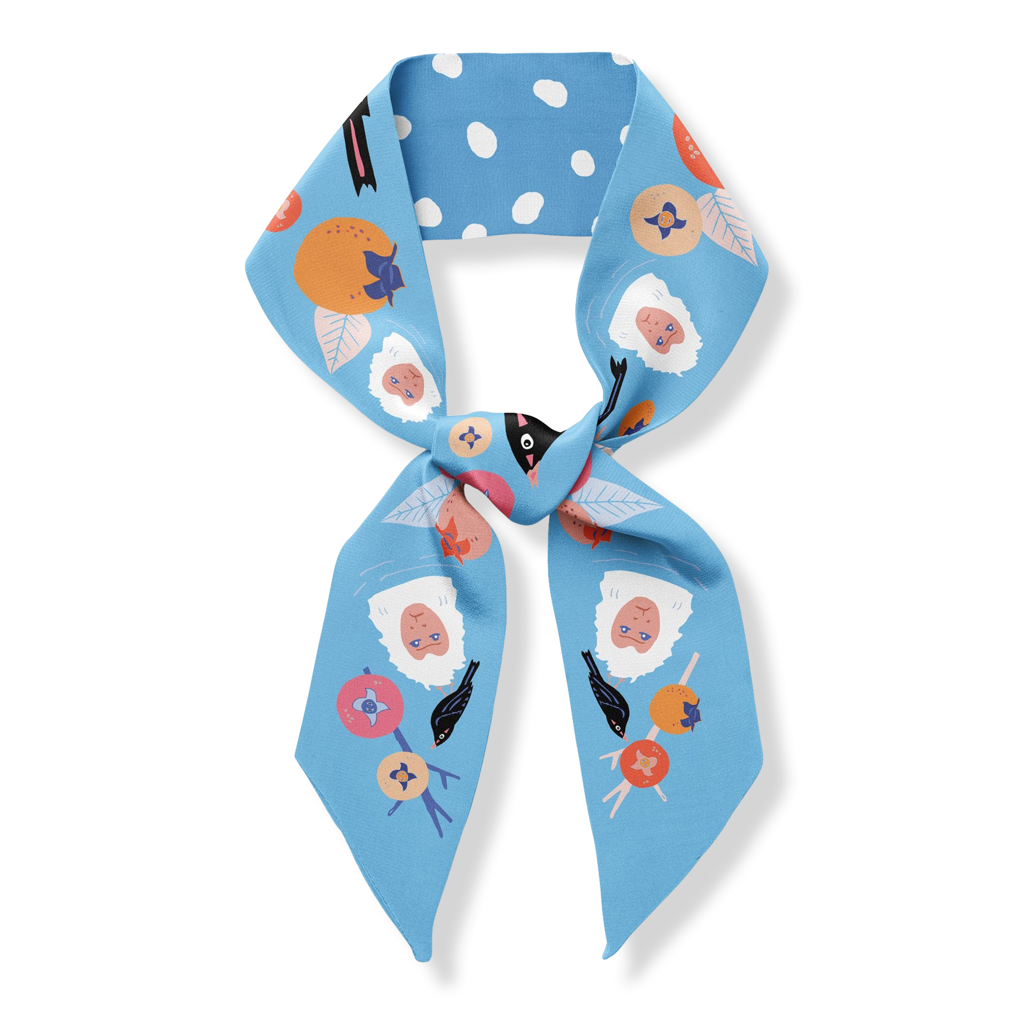 Centinelle Snow Monkey and Persimmons Twilly Ribbon Scarf #1