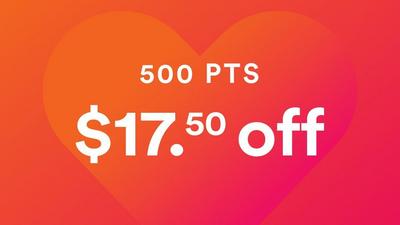 500pts = $17.50 off
