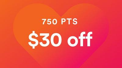750pts = $30 off