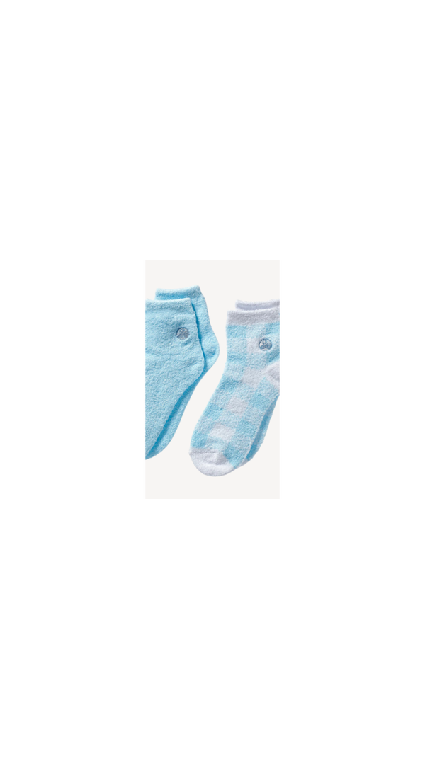 Earth Therapeutics Plaid & Solid Blue Aloe Socks #7