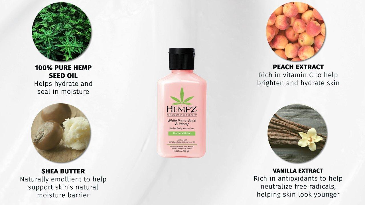 Hempz - 2.25 oz White Peach Rosé & Peony Herbal Body Moisturizer