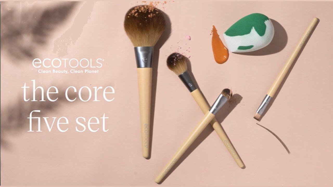 EcoTools Core Five Makeup Brush and Sponge Kit, For Eyeshadow, Blush,  Bronzer, Eyeliner, & Foundation, Makeup Blending Sponge, Brush Essentials,  5 Piece Set – EcoTools Beauty