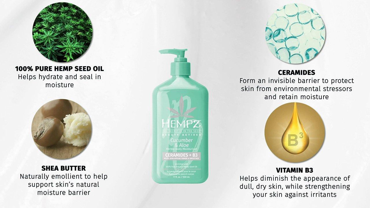 Hempz - 17.0 oz Cucumber & Aloe Moisturizer With Ceramides + B3