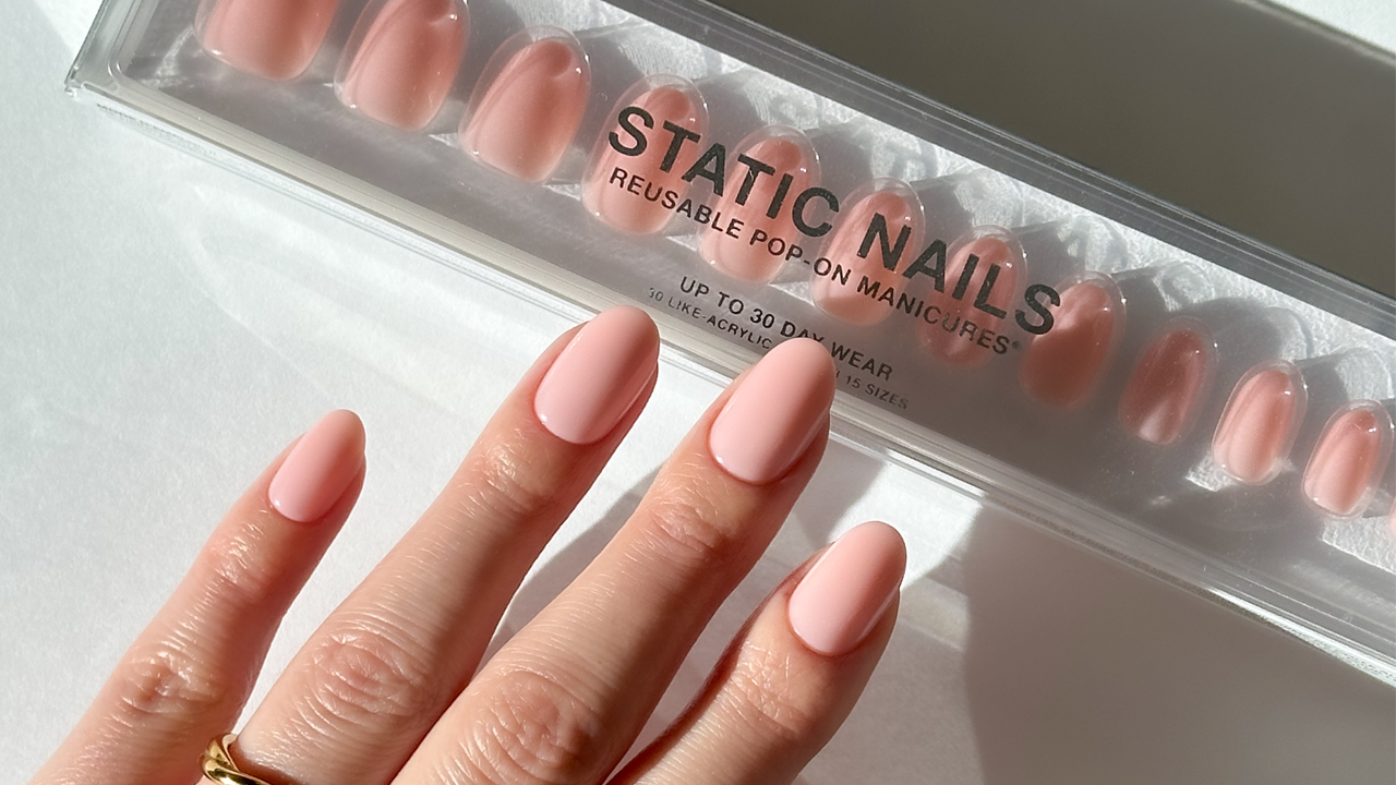 Static 2024 Nails Reusable Pop Ons with Brush in Nail Glue