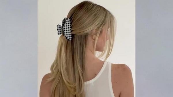 The Hair Edit Scalloped Gingham Claw Clip by Danielle Bernstein #9