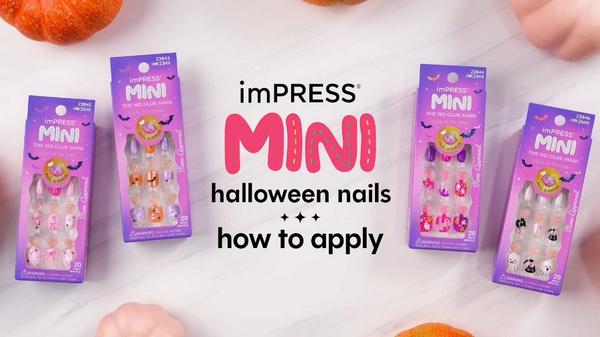 Kiss Impress Mini Short Squoval Press On Nails for Kids, Sweet Spooks #9