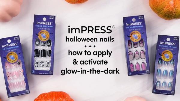 Kiss Impress Design Short Squoval Press On Nails, Blood Moon #9