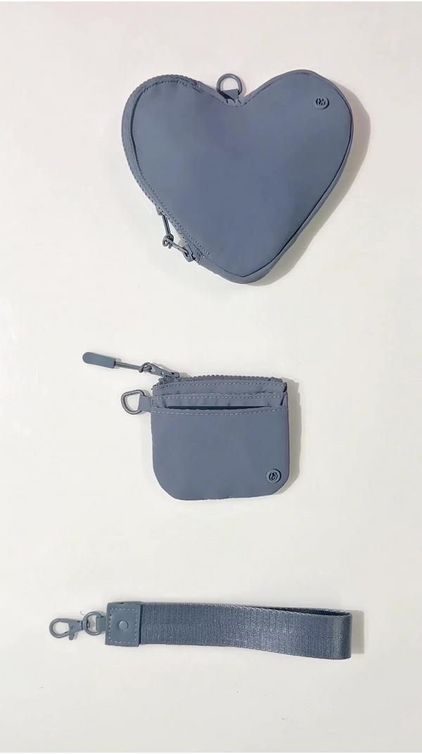 Joan & David The Hold-All Sport Nylon 3 Piece Set Heart Zip Pouch, Card Case & Lanyard Key Chain #4