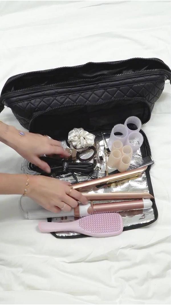 Joan & David Diamond Quilted Puffer Nylon Hair Tool Travel Bag #7