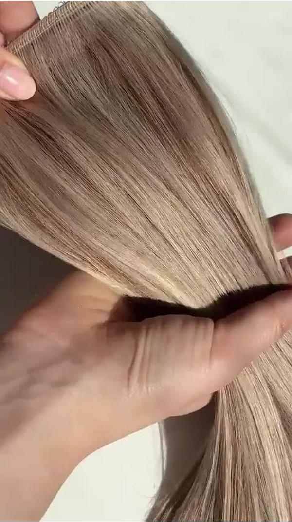 Sitting Pretty Cool Blonde Blend Halo Human Hair Extension #9