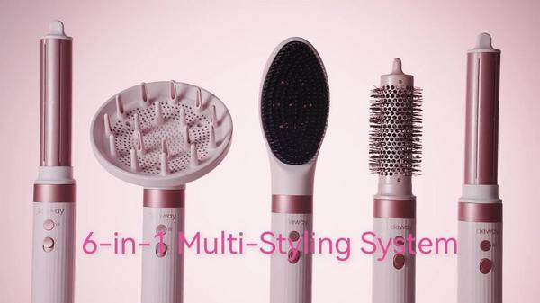 Tideway ProWaver 6-in-1 Ionic Hot Air Styler & Hair Dryer Brush - Pink #9